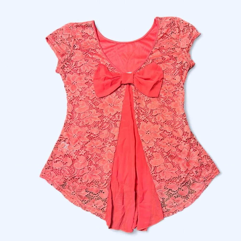 Fairy Pink Lace Bow Top by Chocolate USA!